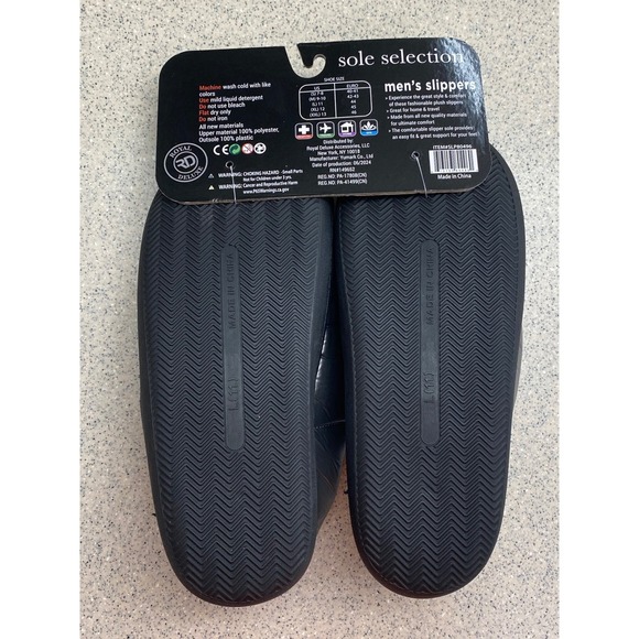 Royal Deluxe Men's Slippers Size 11 L Memory Foam Charcoal Puffer Style NWT - Picture 3 of 6